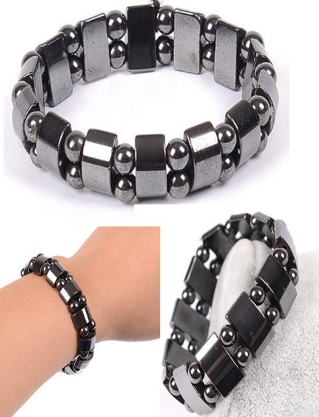 fashion black magnetic hematite healing mens womens loose beads bracelet7611535, Golden;silver